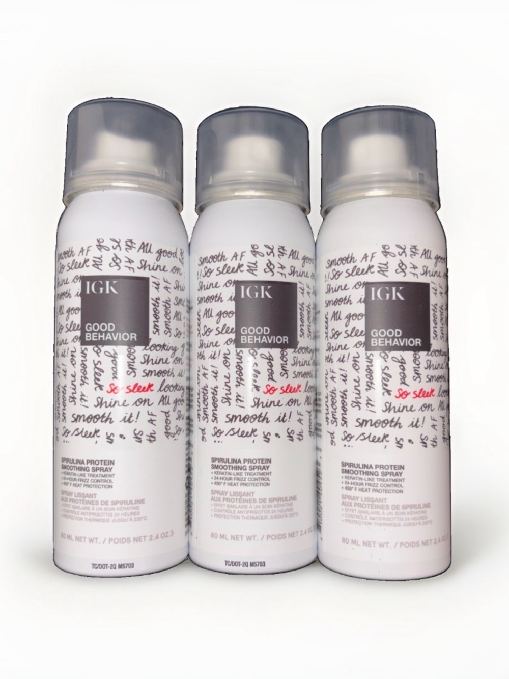 Set of 3 IGK Good Behavior Spirulina Protein Smoothing Spray — 2.4oz/80ml
